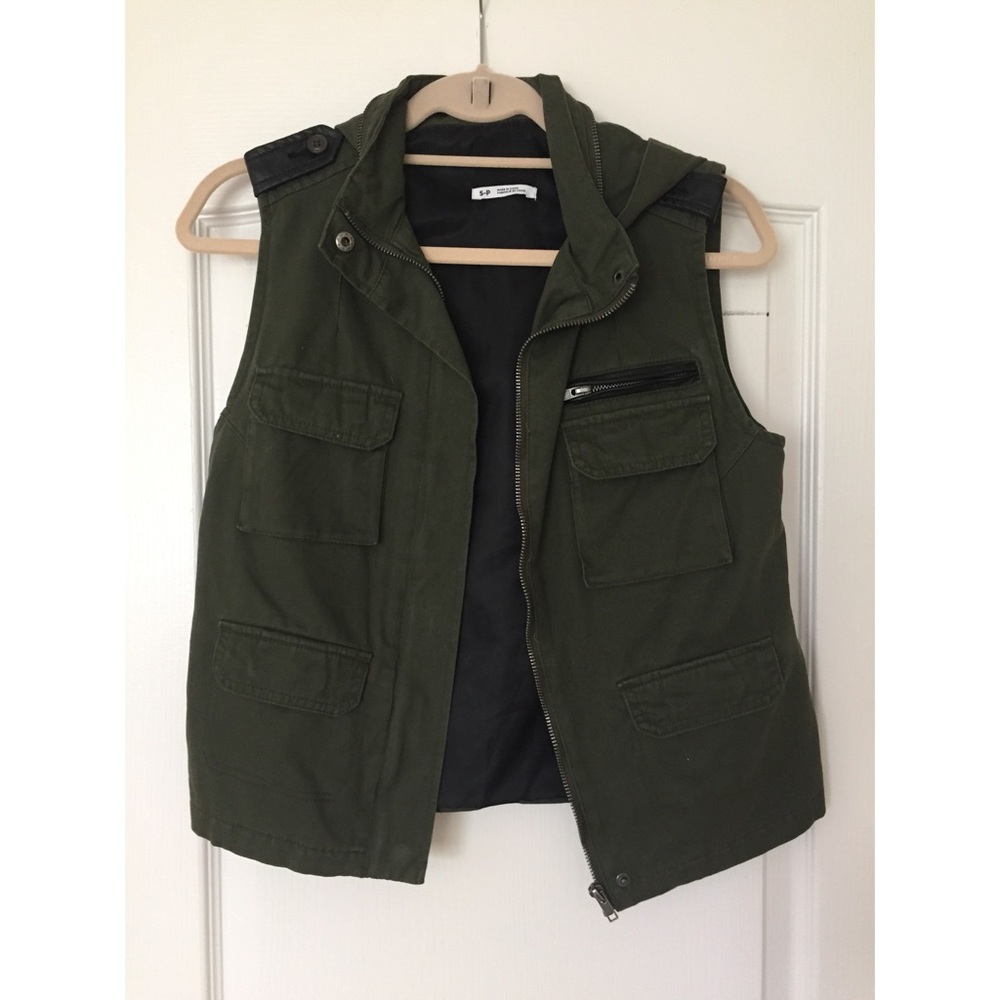 BDG Green Hooded Military Vest
